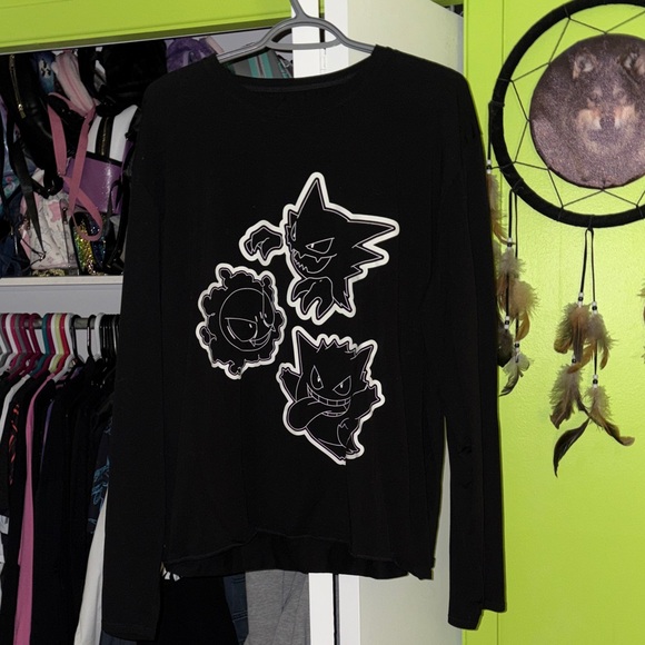 Blackmilk Tops - Blackmilk Pokemon Glow in the dark Black Tee with Ghostly Characters L